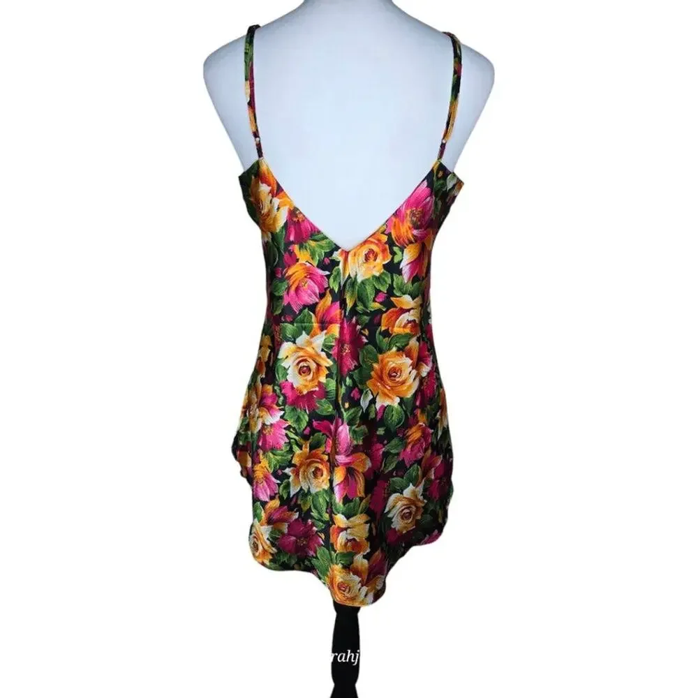Victoria's Secret Vintage‎ Gold Label Floral Black Lace Slip Dress Size M
